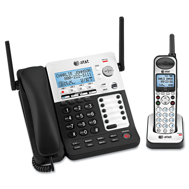 AT&T® SB67138 DECT 6.0 Phone/Answering System, 4 Line, 1 Corded/1 Cordless Handset (ATTSB67138) Each