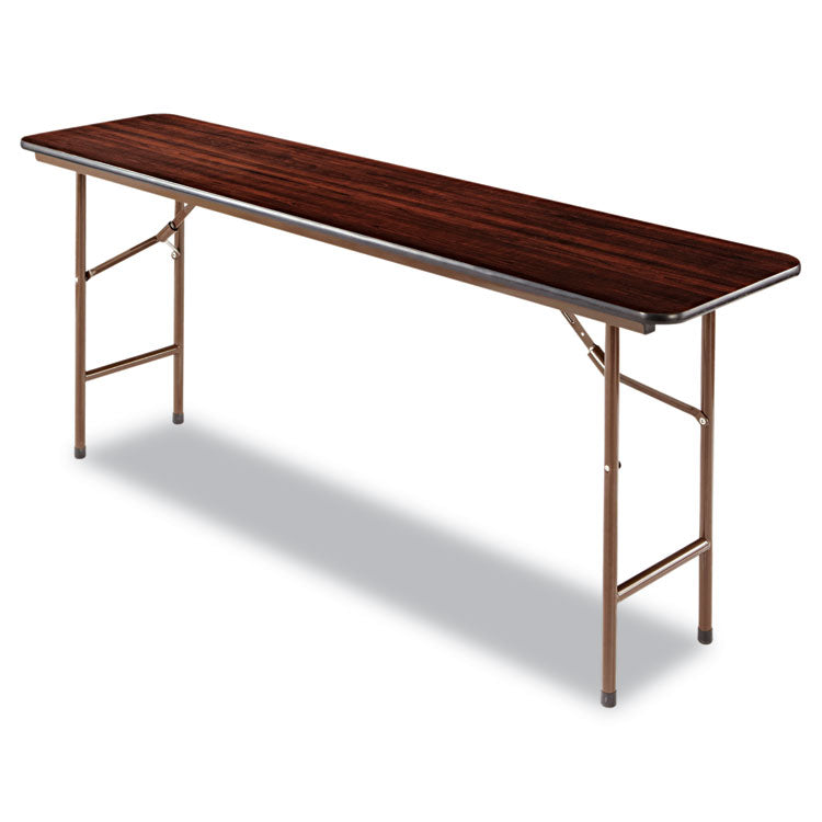 Alera® Wood Folding Table, Rectangular, 71.88w x 17.75d x 29.13h, Mahogany (ALEFT727218MY)