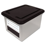 Innovative Storage Designs File Tote with Contents Label, Letter/Legal Files, 17.75" x 14" x 10.25", Clear/Black (AVT55802) Each