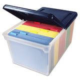 Innovative Storage Designs Extra-Capacity 28" File Tote, Letter Files, 23.25" x 14.25" x 10.63", Clear/Navy (AVT55797)