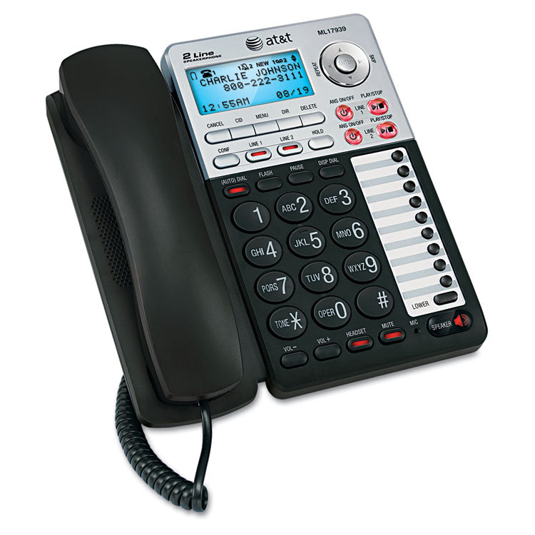 AT&T® ML17939 Two-Line Speakerphone with Caller ID and Digital Answering System (ATTML17939) Each