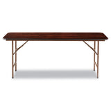 Alera® Wood Folding Table, Rectangular, 71.88w x 17.75d x 29.13h, Mahogany (ALEFT727218MY)