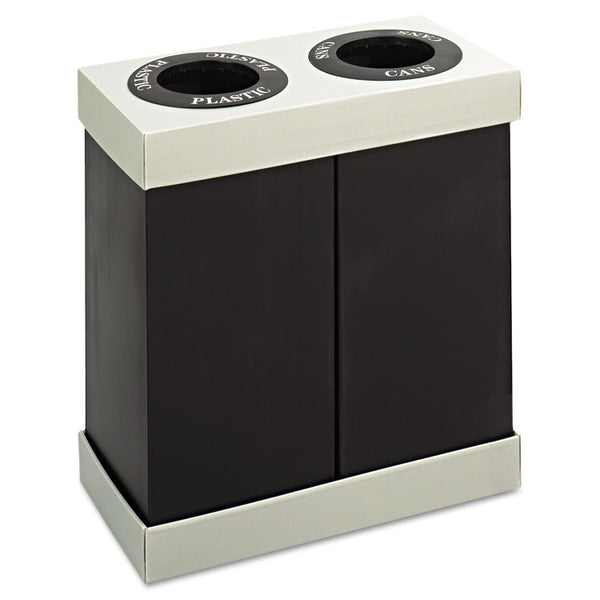 Safco® At-Your-Disposal Recycling Center, Two 28 gal Bins, Polyethylene, Black (SAF9794BL)