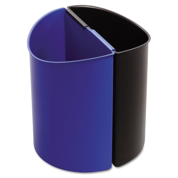 Safco® Desk-Side Recycling Receptacle, 3 gal, Plastic, Black/Blue (SAF9927BB)