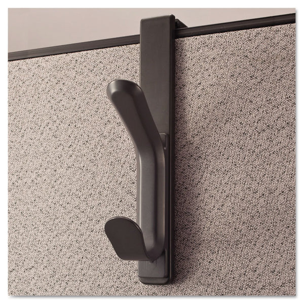 Universal® Recycled Cubicle Double Coat Hook, Plastic, Charcoal (UNV08607)