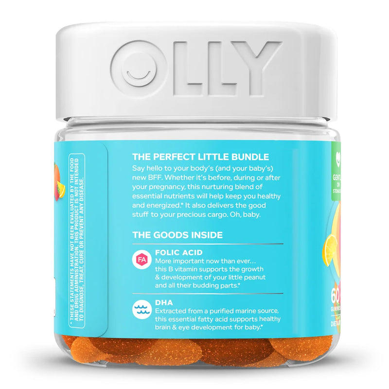 OLLY® Essential Prenatal Multi Prenatal Vitamin Supplement MultiVitamins With Folic Acid / DHA 400 mcg - 50 mg Strength Gummy 60 per Bottle Sweet Citrus Flavor (1228375_BT) 1/BT