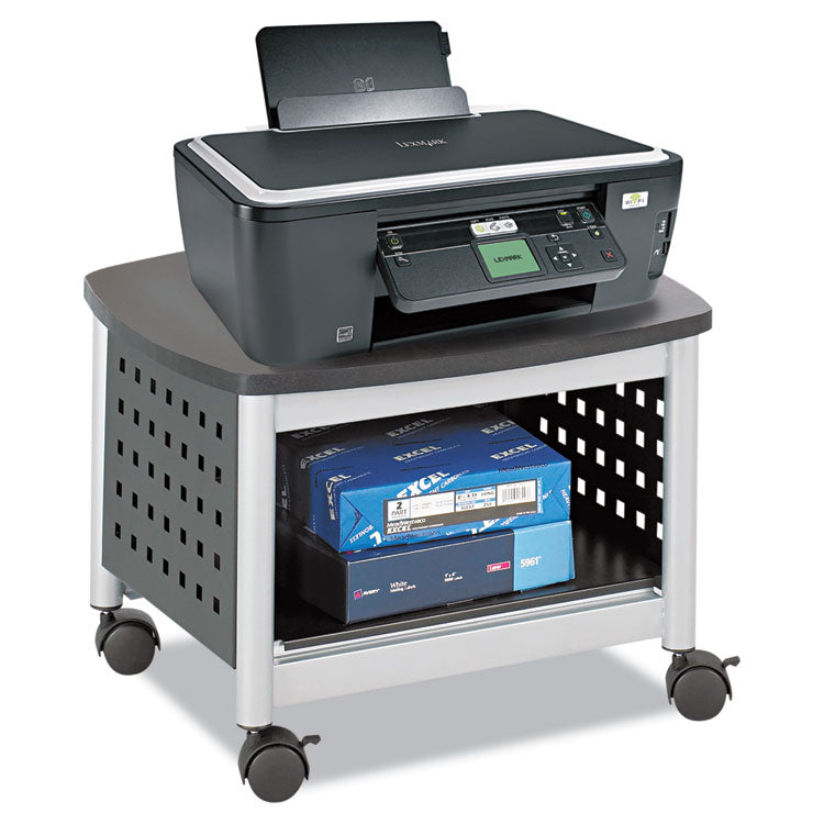 Safco® Scoot Under-Desk Printer Stand, Metal, 2 Shelves, 100 lb Capacity, 20.25" x 16.5" x 14.5", Black/Silver (SAF1855BL)