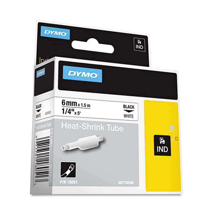 DYMO® Rhino Heat Shrink Tubes Industrial Label Tape, 0.25" x 5 ft, White/Black Print (DYM18051)