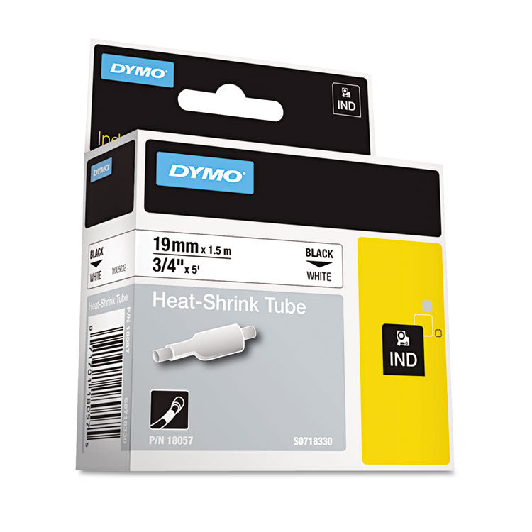 DYMO® Rhino Heat Shrink Tubes Industrial Label Tape, 0.75" x 5 ft, White/Black Print (DYM18057)