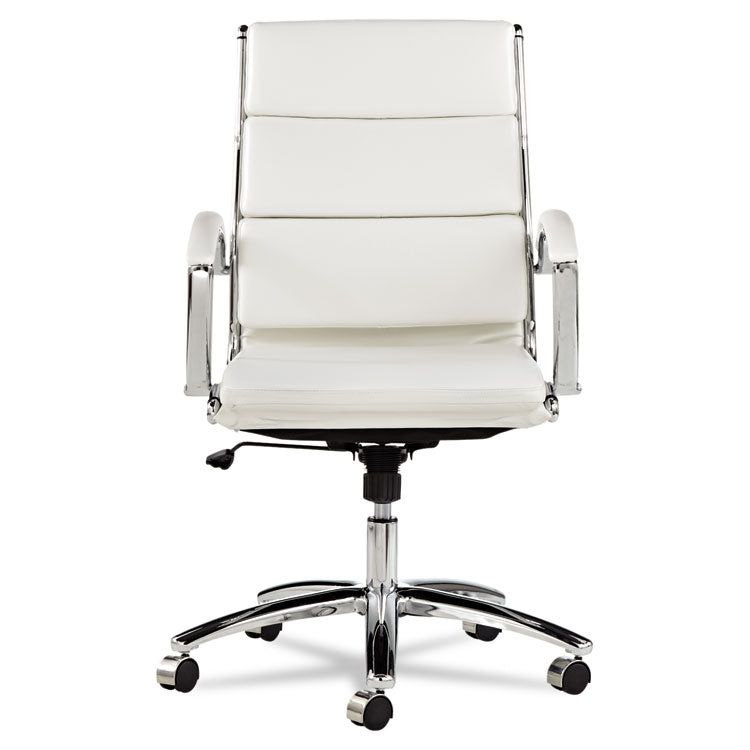 Alera® Alera Neratoli Mid-Back Slim Profile Chair, Faux Leather, Up to 275 lb, 18.3" to 21.85" Seat Height, White Seat/Back, Chrome (ALENR4206) Each