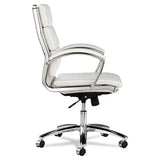 Alera® Alera Neratoli Mid-Back Slim Profile Chair, Faux Leather, Up to 275 lb, 18.3" to 21.85" Seat Height, White Seat/Back, Chrome (ALENR4206)