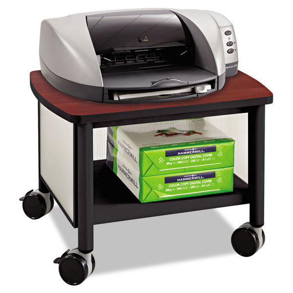 Safco® Impromptu Under-Desk Machine Stand, Metal, 2 Shelves, 100 lb Capacity, 20.5" x 16.5" x 14.5", Cherry/White/Black (SAF1862BL)