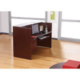 Alera® Alera Valencia Series Reception Desk with Transaction Counter, 71" x 35.5" x 29.5" to 42.5", Mahogany (ALEVA327236MY)