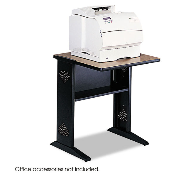 Safco® Fax/Printer Stand with Reversible Top, Metal, 1 Shelf, 23.5" x 28" x 30", Medium Oak/Black (SAF1934)