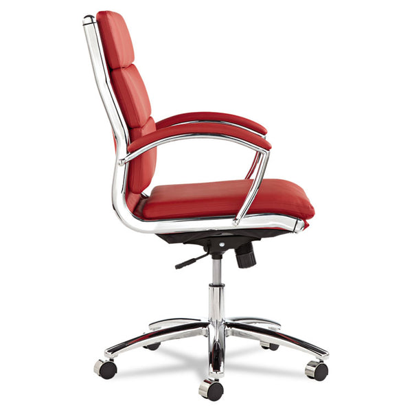 Alera® Alera Neratoli Mid-Back Slim Profile Chair, Faux Leather, Supports Up to 275 lb, Red Seat/Back, Chrome Base (ALENR4239)