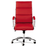 Alera® Alera Neratoli High-Back Slim Profile Chair, Faux Leather, Up to 275 lb, 17.32" to 21.25" Seat Height, Red Seat/Back, Chrome (ALENR4139)
