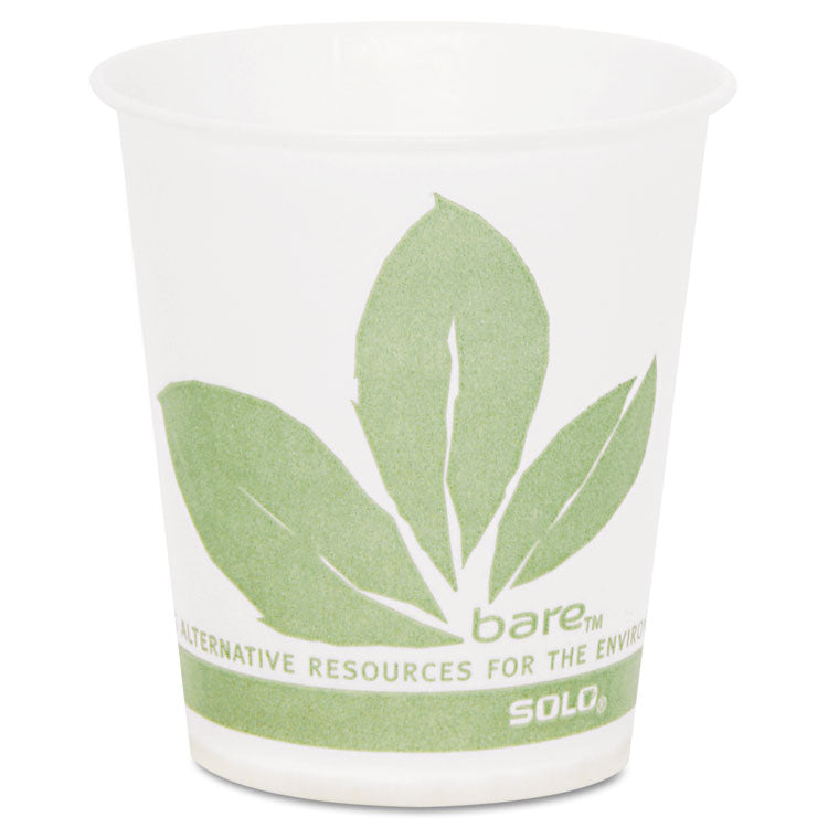 SOLO® Bare Eco-Forward Paper Cold Cups, 5 oz, Green/White, 100/Sleeve, 30 Sleeves/Carton (SCCR53BBJD110CT)