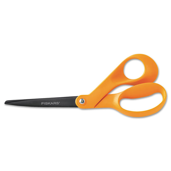 Fiskars® Our Finest Scissors, 8" Long, 3.1" Cut Length, Orange Offset Handle (FSK1999701007)