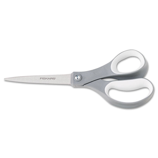 Fiskars® Contoured Performance Scissors, 8" Long, 3.13" Cut Length, Gray Straight Handle (FSK1160001005)