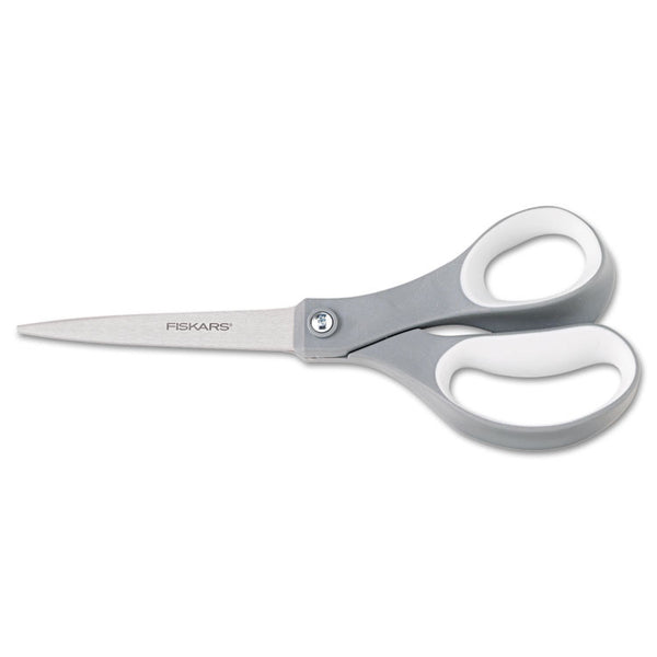 Fiskars® Contoured Performance Scissors, 8" Long, 3.13" Cut Length, Gray Straight Handle (FSK1160001005) Each