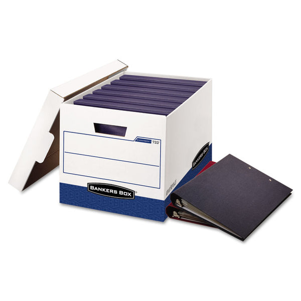 Bankers Box® BINDERBOX Storage Boxes, Letter Files, 13.13" x 20.13" x 12.38", White/Blue, 12/Carton (FEL0073301) Carton of 12