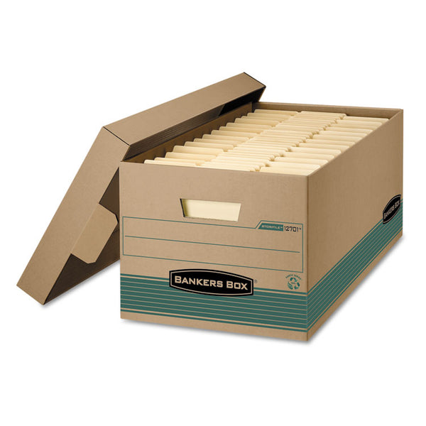 Bankers Box® STOR/FILE Medium-Duty 100% Recycled Storage Boxes, Letter Files, 12.88" x 25.38" x 10.25", Kraft/Green, 12/Carton (FEL1270101) Case of 12