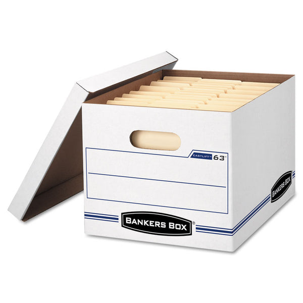 Bankers Box® EASYLIFT Basic-Duty Strength Storage Boxes, Letter Files, 12.75" x 13.25" x 10.5", White/Blue, 12/Carton (FEL0006301) Case of 12