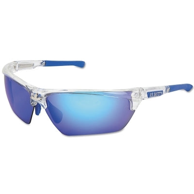 MCR Safety Dominator® DM3 Safety Glasses, Polycarbonate Polarized Blue Diamond Mirror Lens, Duramass®, Clear Polycarbonate/Blue TPR (135-DM1328BZ) 1 Pair