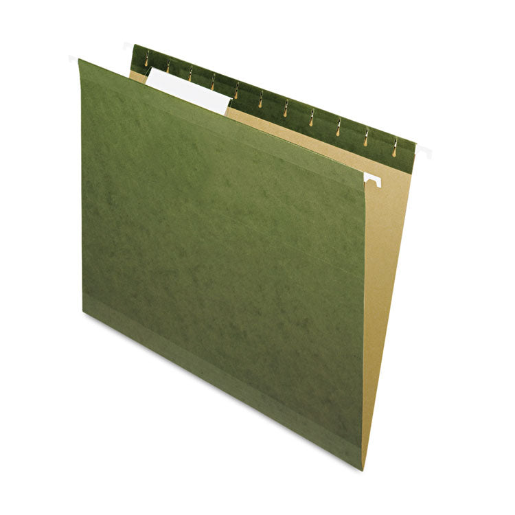 Pendaflex® Reinforced Hanging File Folders with Printable Tab Inserts, Letter Size, 1/3-Cut Tabs, Standard Green, 25/Box (PFX415213) Box of 25