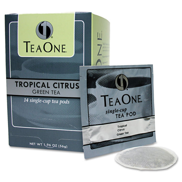 Tea One® Tea Pods, Tropical Citrus Green, 14/Box (JAV20700)