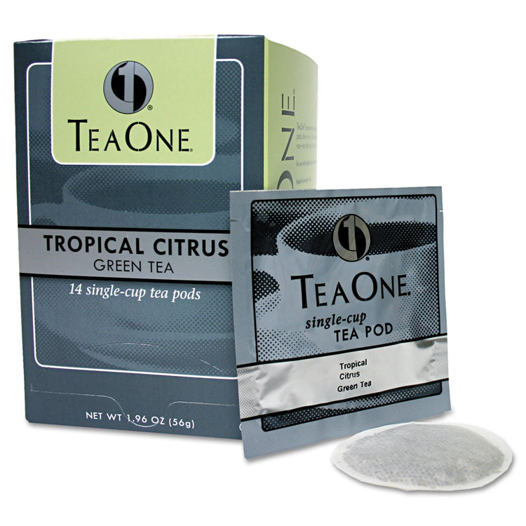 Tea One® Tea Pods, Tropical Citrus Green, 14/Box (JAV20700) Box of 14