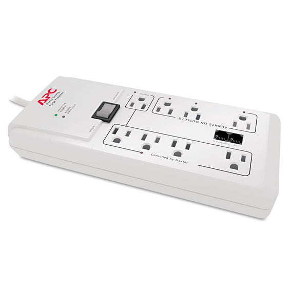 APC® Home/Office SurgeArrest Protector, 8 AC Outlets, 6 ft Cord, 2,030 J, White (APWP8GT)