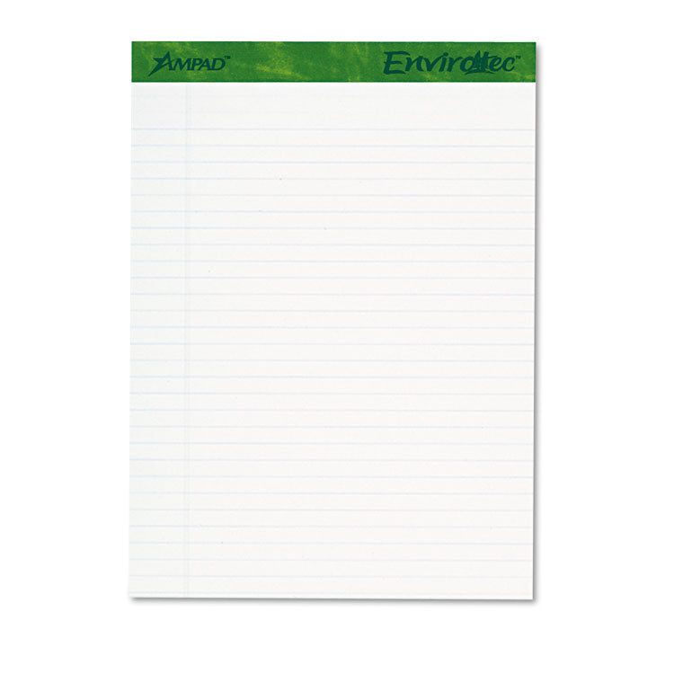 Ampad® Earthwise by Ampad Recycled Writing Pad, Wide/Legal Rule, Politex Sand Headband, 40 White 8.5 x 11.75 Sheets, 4/Pack (TOP40102)