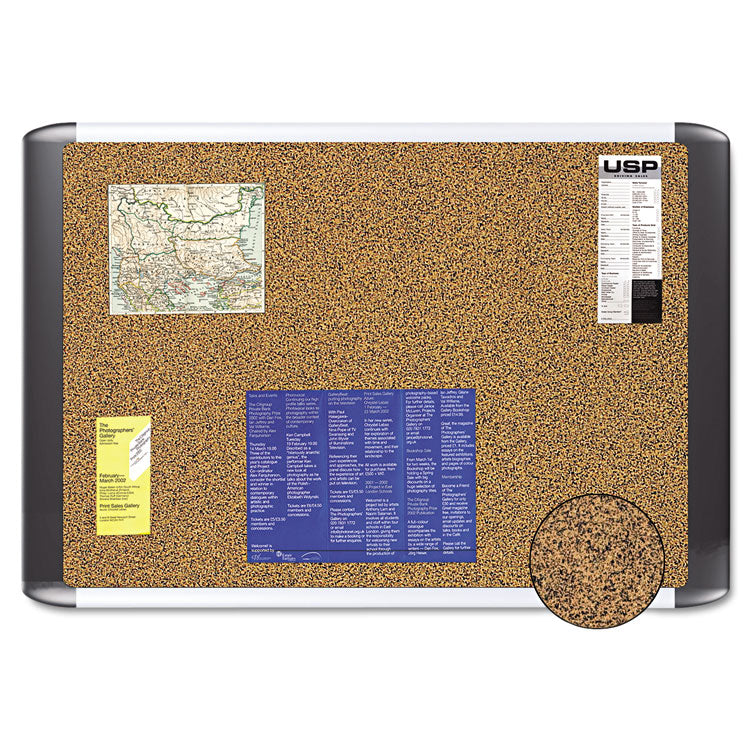 MasterVision® Tech Cork Board, 72 x 48, Tan Surface, Silver/Black Aluminum Frame (BVCMVI270501) Each