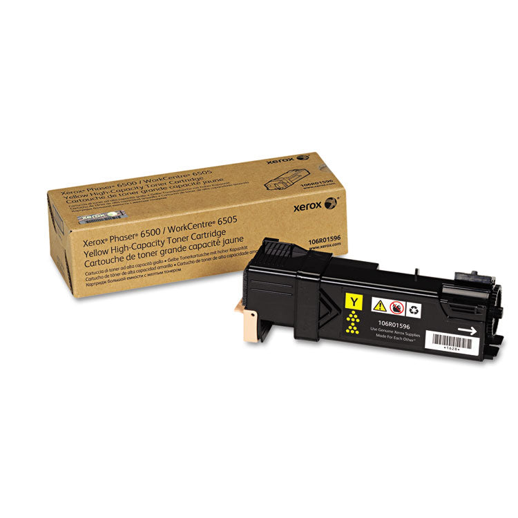 Xerox® 106R01596 High-Yield Toner, 2,500 Page-Yield, Yellow (XER106R01596) Each
