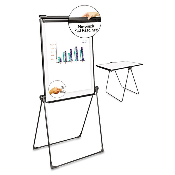 Universal® Foldable Double-Sided Dry Erase Easel, Two Configurations, 29 x 41, White Surface, Black Plastic Frame (UNV43030)