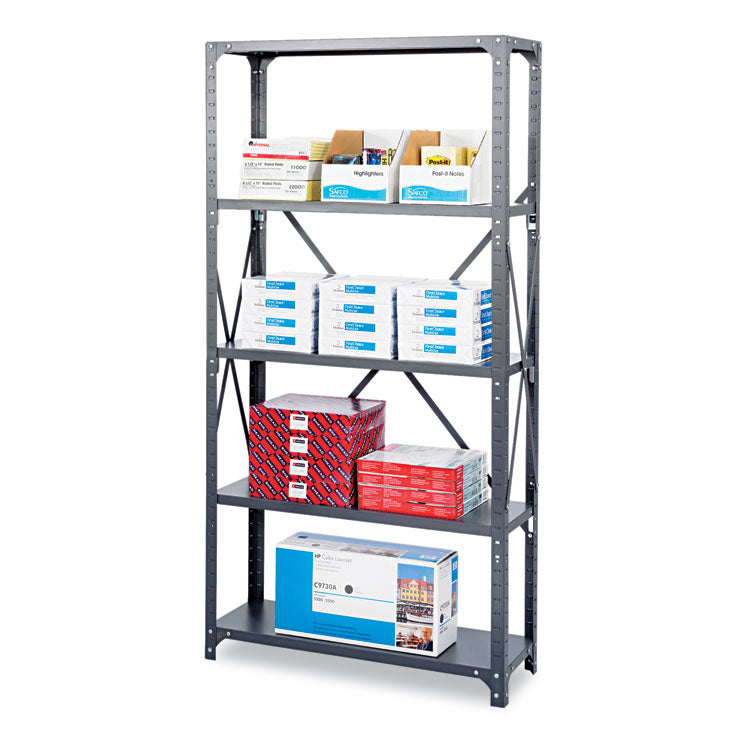Safco® Commercial Steel Shelving Unit, Five-Shelf, 36w x 18d x 75h, Dark Gray (SAF6266) Each