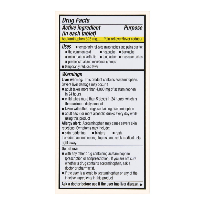 Foster & Thrive™ Pain Relief 325 mg Strength Acetaminophen Tablet 100 per Bottle (1238910_BT) 1/BT