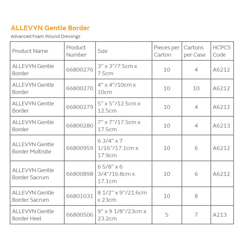Allevyn Gentle Border Foam Dressing 7 X 7 Inch With Border Film Backing Silicone Gel Adhesive Square Sterile (665774_CS) 40/CS