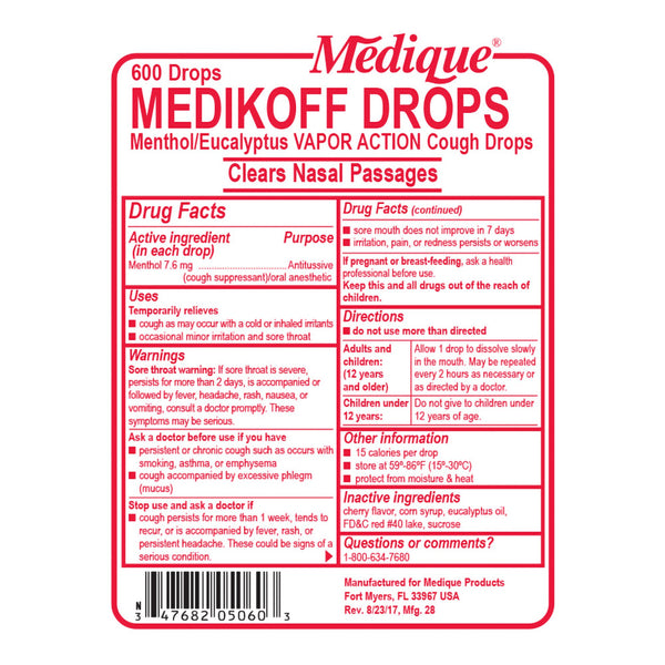 Medikoff® Cold and Cough Relief 7.6 mg Strength Lozenge 600 per Jar (1240406_BX) 600/BX