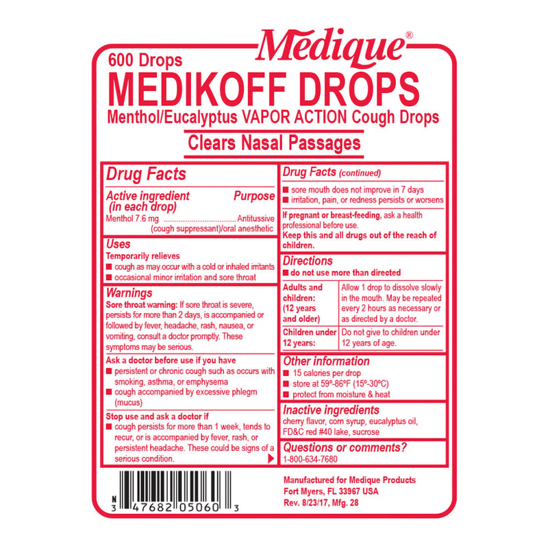 Medikoff® Cold and Cough Relief 7.6 mg Strength Lozenge 600 per Jar (1240406_BX) 600/BX