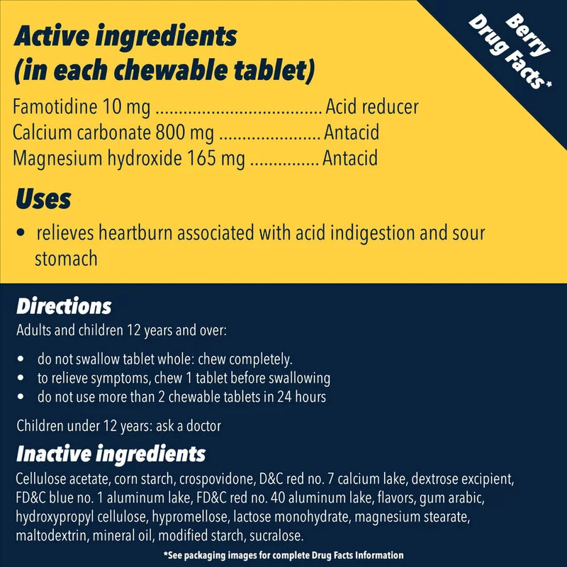 Pepcid® Complete Antacid 800 mg - 165 mg - 10 mg Strength Chewable Tablet 25 per Bottle (1228794_BT) 1/BT