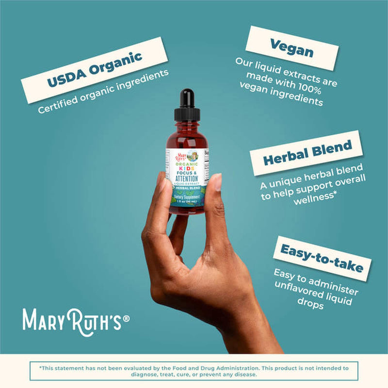 Mary Ruth's® Organic Kids Focus & Attention Dietary Supplement Organic Proprietary Blend 1,180 mg Strength Drop 1 oz. (1271770_EA) 1/EA