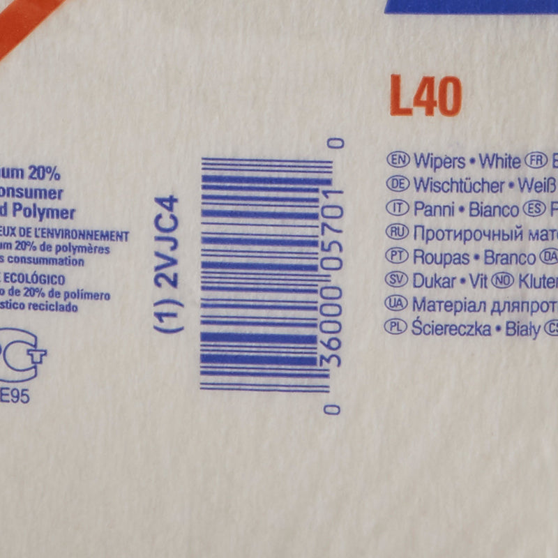 WypAll® L40 Task Wipe Light Duty 56 Count Poly Pack 12 X 12-1/2 Inch NonSterile Disposable (491460_EA) 1/EA