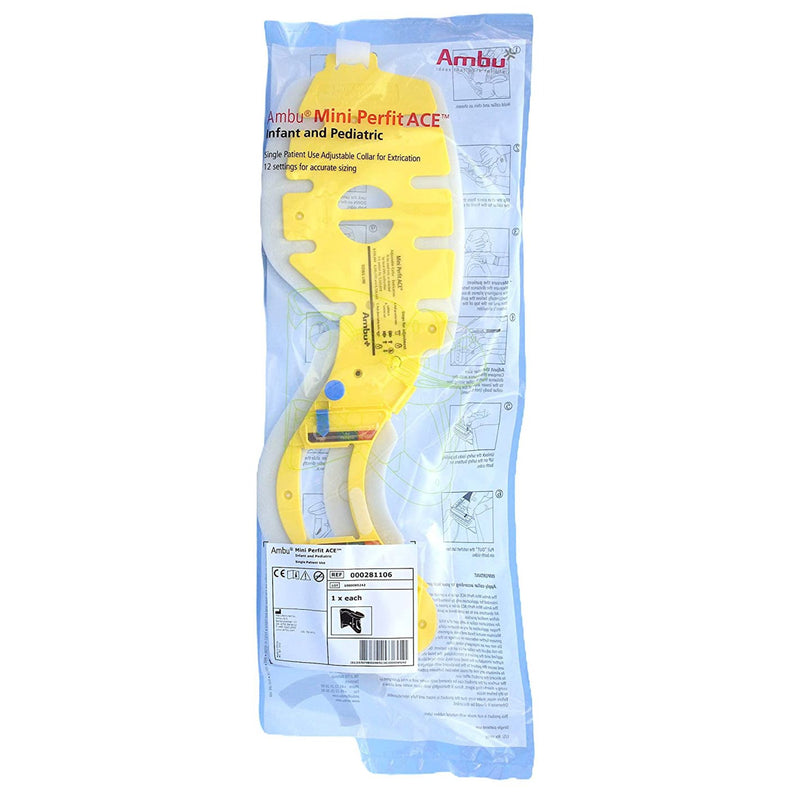 Ambu® Mini Perfit ACE™ Extrication Cervical Collar Preformed Pediatric One Size Fits Most One-Piece / Trachea Opening Adjustable Height Adjustable Neck Circumference (451188_CS) 30/CS