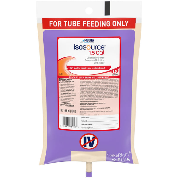 Isosource® 1.5 Cal Tube Feeding Formula Unflavored Liquid 1500 mL Ready to Hang Prefilled Container (804538_CS) 4/CS