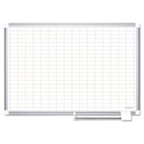 MasterVision® Gridded Magnetic Porcelain Dry Erase Planning Board, 1 x 2 Grid, 72 x 48, White Surface, Silver Aluminum Frame (BVCCR1230830) Each