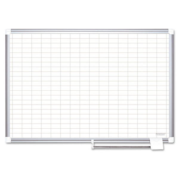 MasterVision® Gridded Magnetic Porcelain Dry Erase Planning Board, 1 x 2 Grid, 72 x 48, White Surface, Silver Aluminum Frame (BVCCR1230830) Each