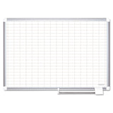 MasterVision® Gridded Magnetic Steel Dry Erase Planning Board, 1 x 2 Grid, 48 x 36, White Surface, Silver Aluminum Frame (BVCMA0592830) Each