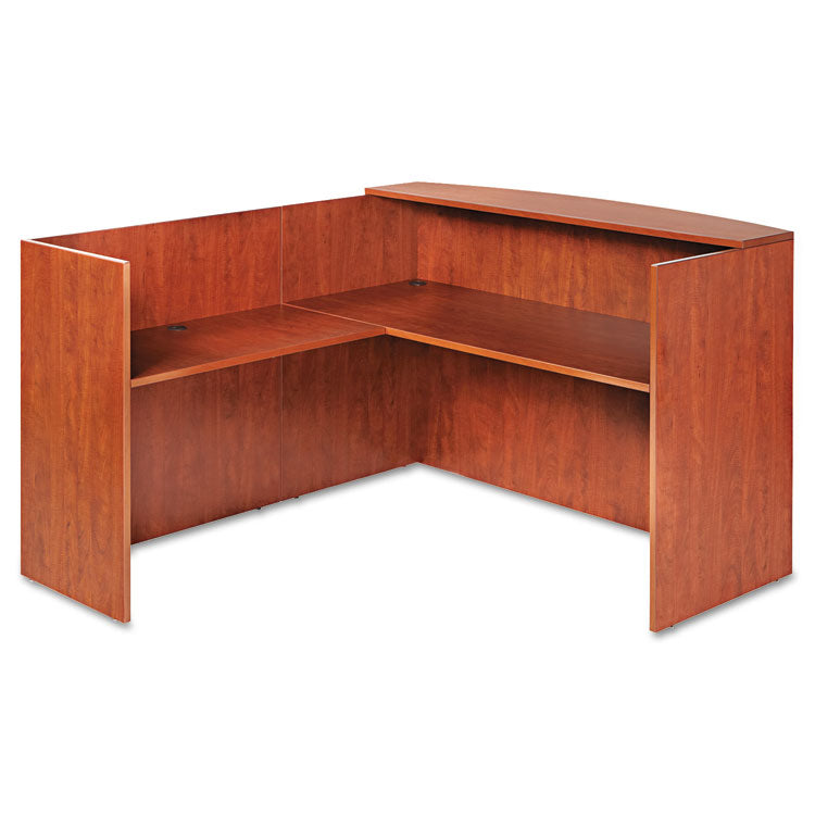 Alera® Alera Valencia Series Reception Desk with Transaction Counter, 71" x 35.5" x 29.5" to 42.5", Medium Cherry (ALEVA327236MC)